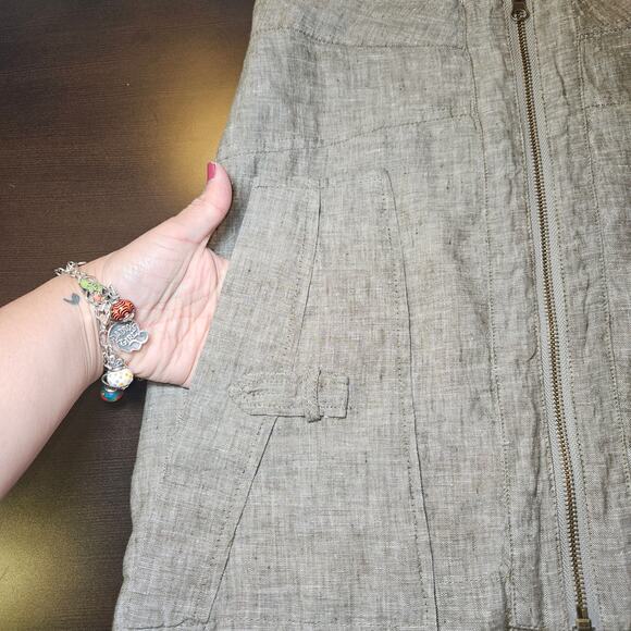 4OUR Dreamers Skirt Women’s S Gray 100% Linen Mini Zip Front Pockets Casual - Picture 8 of 11